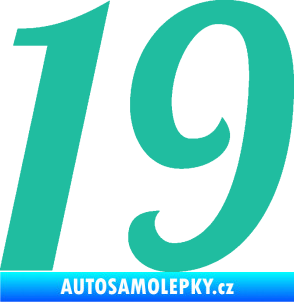 Samolepka Startovní číslo 19 typ 3          tyrkysová