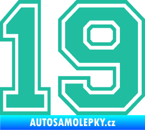 Samolepka Startovní číslo 19 typ 4 tyrkysová