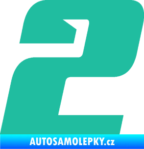 Samolepka Startovní číslo 2 typ 6 tyrkysová
