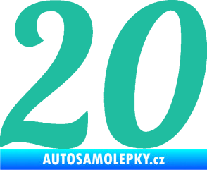Samolepka Startovní číslo 20 typ 3           tyrkysová