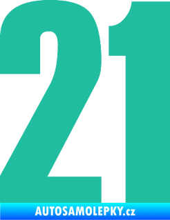 Samolepka Startovní číslo 21 typ 2        tyrkysová