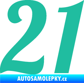Samolepka Startovní číslo 21 typ 3 tyrkysová