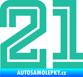 Samolepka Startovní číslo 21 typ 7 tyrkysová