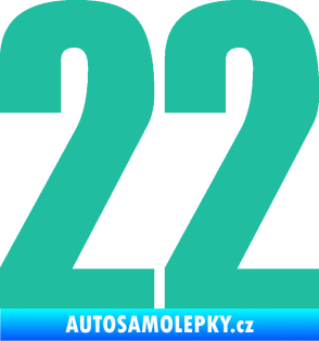 Samolepka Startovní číslo 22 typ 2         tyrkysová