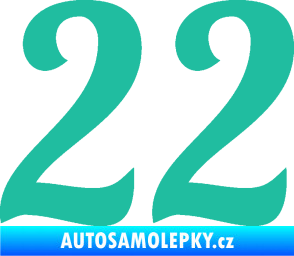 Samolepka Startovní číslo 22 typ 3 tyrkysová