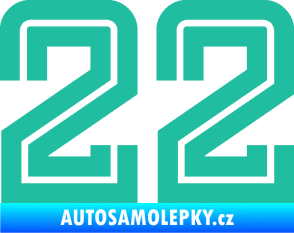 Samolepka Startovní číslo 22 typ 7 tyrkysová