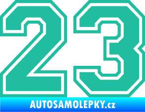 Samolepka Startovní číslo 23 typ 4 tyrkysová