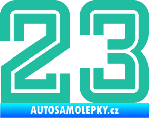 Samolepka Startovní číslo 23 typ 7 tyrkysová