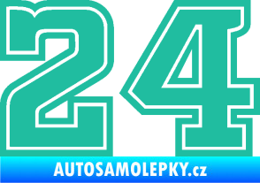 Samolepka Startovní číslo 24 typ 5 tyrkysová