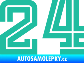 Samolepka Startovní číslo 24 typ 7 tyrkysová