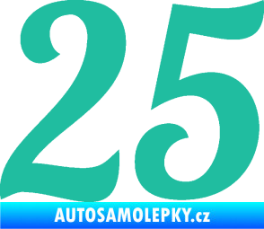 Samolepka Startovní číslo 25 typ 3 tyrkysová