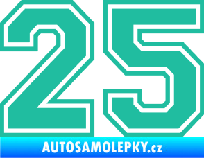 Samolepka Startovní číslo 25 typ 4 tyrkysová