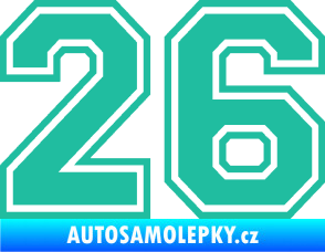 Samolepka Startovní číslo 26 typ 4 tyrkysová