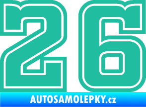 Samolepka Startovní číslo 26 typ 5 tyrkysová