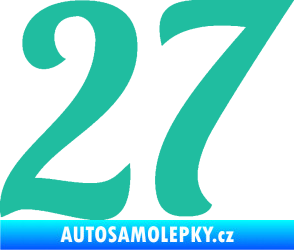 Samolepka Startovní číslo 27 typ 3 tyrkysová