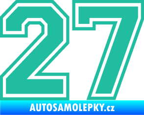 Samolepka Startovní číslo 27 typ 4 tyrkysová