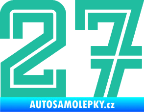 Samolepka Startovní číslo 27 typ 7 tyrkysová