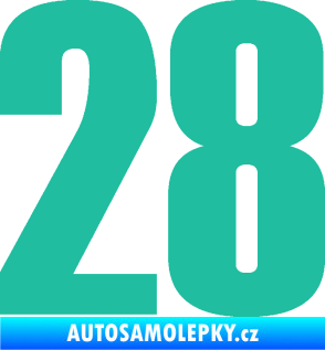 Samolepka Startovní číslo 28 typ 2    tyrkysová