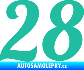 Samolepka Startovní číslo 28 typ 3 tyrkysová
