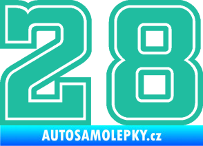 Samolepka Startovní číslo 28 typ 5 tyrkysová