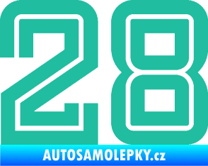 Samolepka Startovní číslo 28 typ 7 tyrkysová