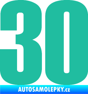 Samolepka Startovní číslo 30 typ 2     tyrkysová