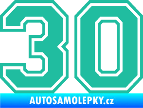 Samolepka Startovní číslo 30 typ 4 tyrkysová