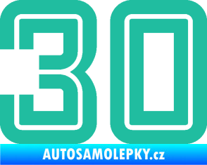 Samolepka Startovní číslo 30 typ 7 tyrkysová