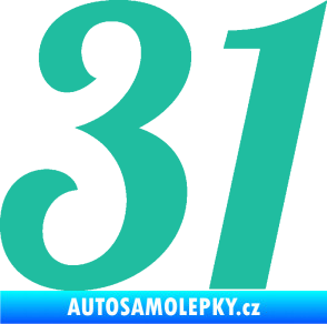 Samolepka Startovní číslo 31 typ 3 tyrkysová