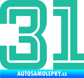 Samolepka Startovní číslo 31 typ 7 tyrkysová
