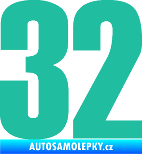 Samolepka Startovní číslo 32 typ 2     tyrkysová