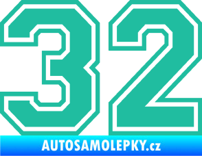 Samolepka Startovní číslo 32 typ 4 tyrkysová