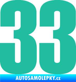 Samolepka Startovní číslo 33 typ 2      tyrkysová