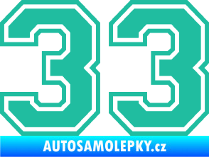 Samolepka Startovní číslo 33 typ 4 tyrkysová