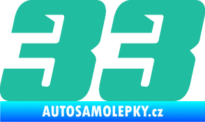 Samolepka Startovní číslo 33 typ 6 tyrkysová