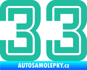 Samolepka Startovní číslo 33 typ 7 tyrkysová