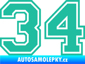 Samolepka Startovní číslo 34 typ 4 tyrkysová