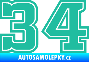 Samolepka Startovní číslo 34 typ 5 tyrkysová