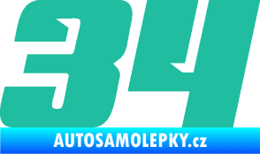 Samolepka Startovní číslo 34 typ 6 tyrkysová