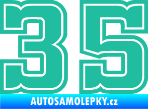 Samolepka Startovní číslo 35 typ 5 tyrkysová