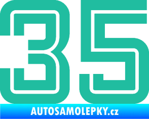 Samolepka Startovní číslo 35 typ 7 tyrkysová