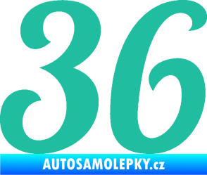 Samolepka Startovní číslo 36 typ 3  tyrkysová