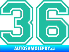 Samolepka Startovní číslo 36 typ 4 tyrkysová