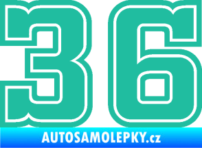 Samolepka Startovní číslo 36 typ 5 tyrkysová