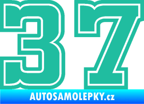 Samolepka Startovní číslo 37 typ 5 tyrkysová