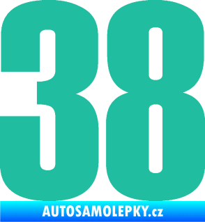 Samolepka Startovní číslo 38 typ 2     tyrkysová