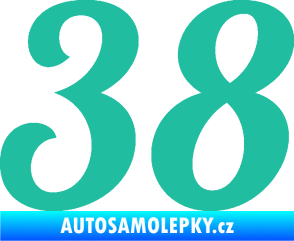 Samolepka Startovní číslo 38 typ 3  tyrkysová