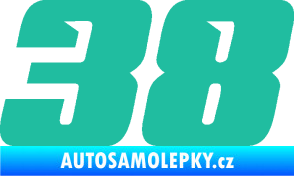 Samolepka Startovní číslo 38 typ 6 tyrkysová