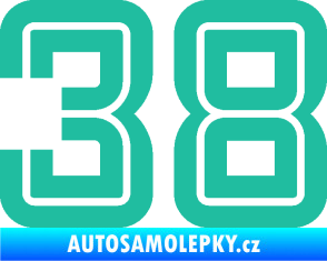 Samolepka Startovní číslo 38 typ 7 tyrkysová