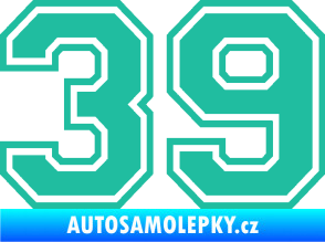 Samolepka Startovní číslo 39 typ 4 tyrkysová